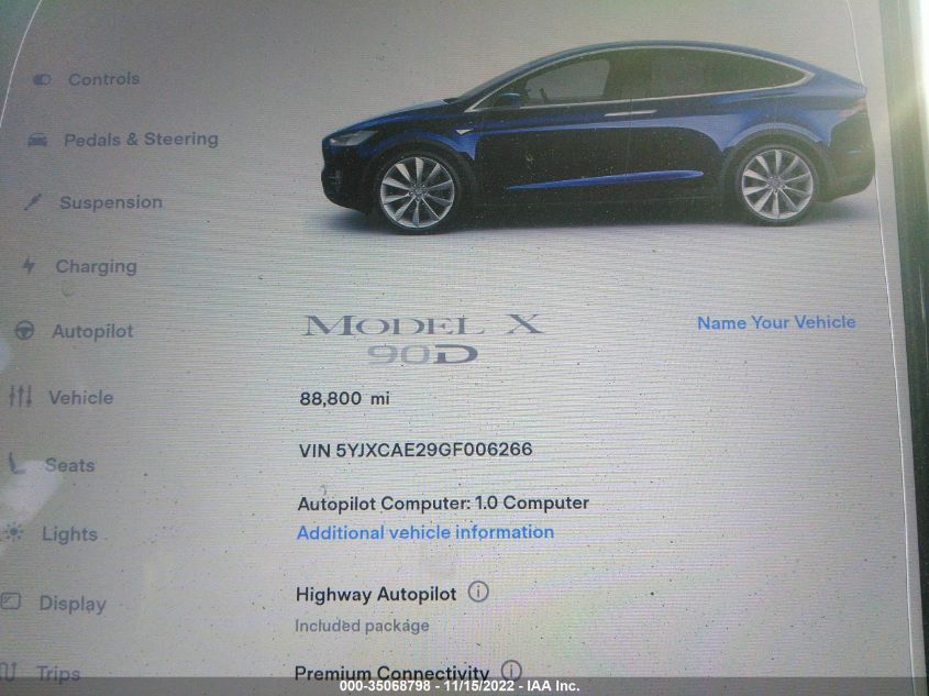 Photo 6 VIN: 5YJXCAE29GF006266 - TESLA MODEL X 