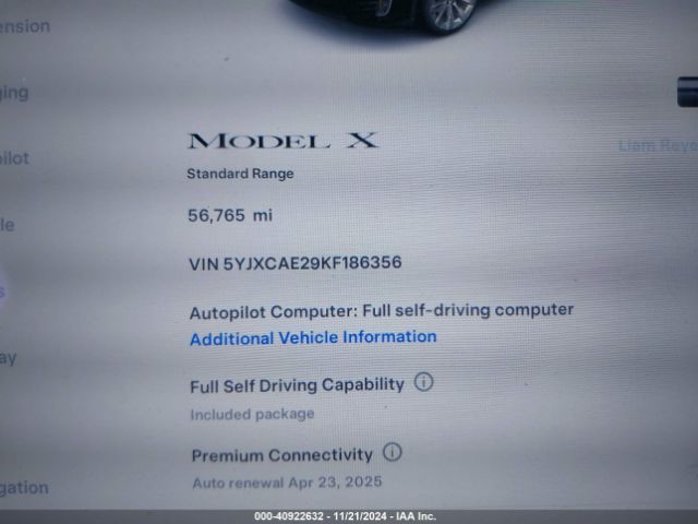 Photo 6 VIN: 5YJXCAE29KF186356 - TESLA MODEL X 