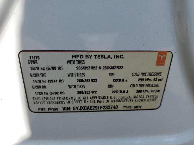 Photo 12 VIN: 5YJXCAE29LF232740 - TESLA MODEL X 