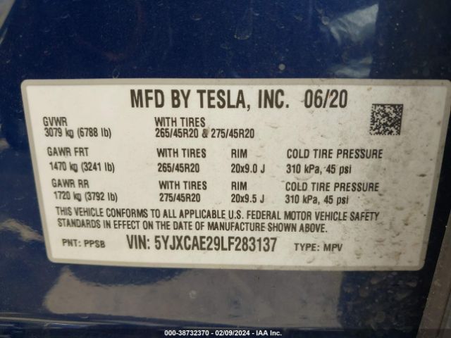 Photo 8 VIN: 5YJXCAE29LF283137 - TESLA MODEL X 