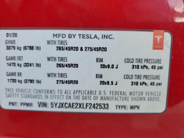 Photo 11 VIN: 5YJXCAE2XLF242533 - TESLA MODEL X 