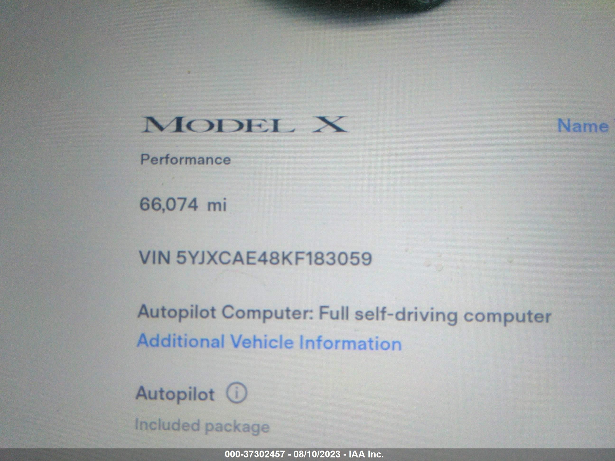 Photo 6 VIN: 5YJXCAE48KF183059 - TESLA MODEL X 