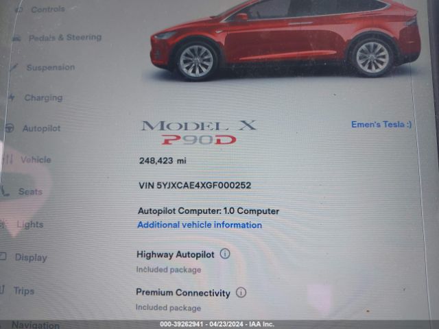 Photo 6 VIN: 5YJXCAE4XGF000252 - TESLA MODEL X 