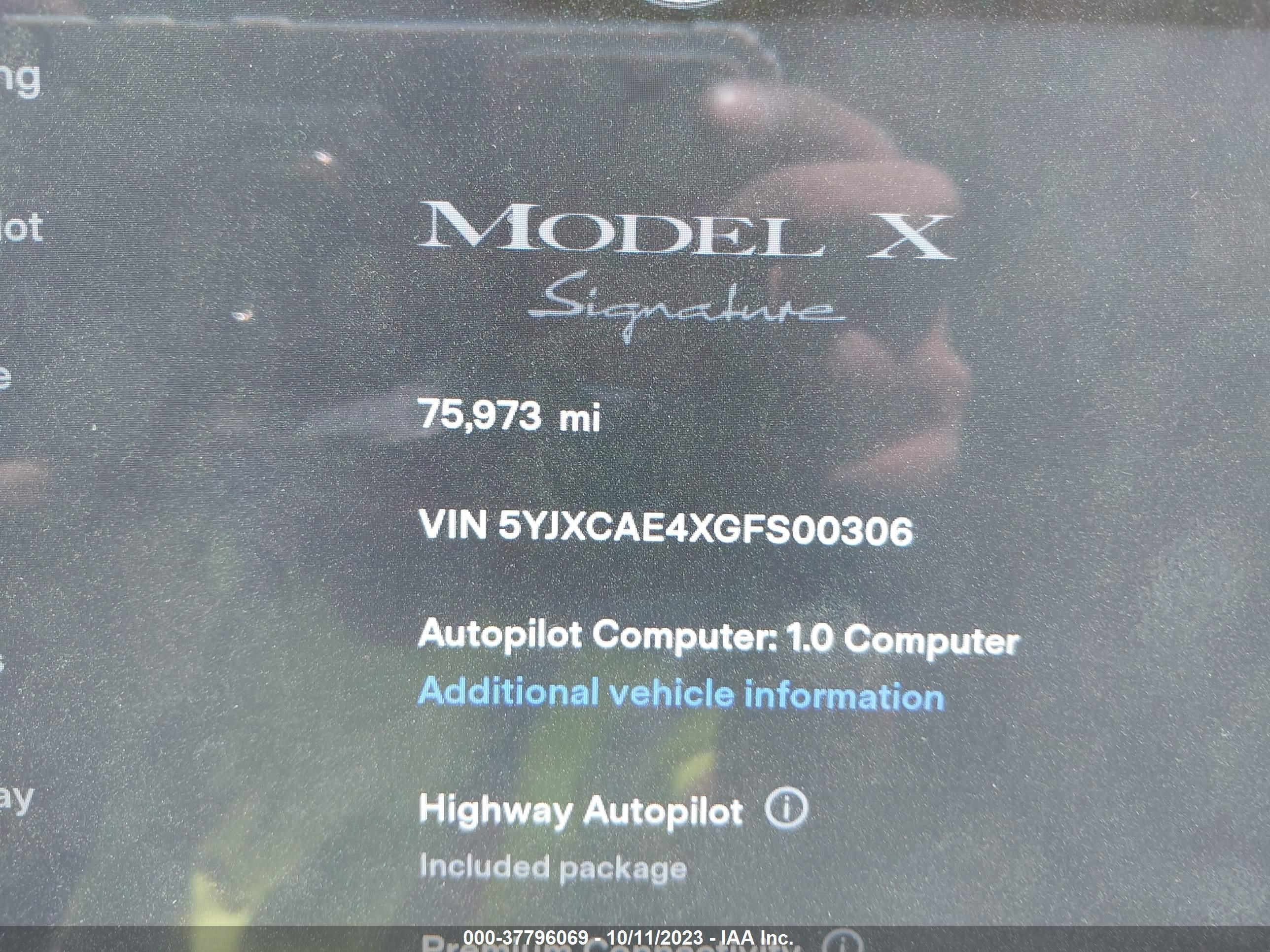 Photo 12 VIN: 5YJXCAE4XGFS00306 - TESLA MODEL X 