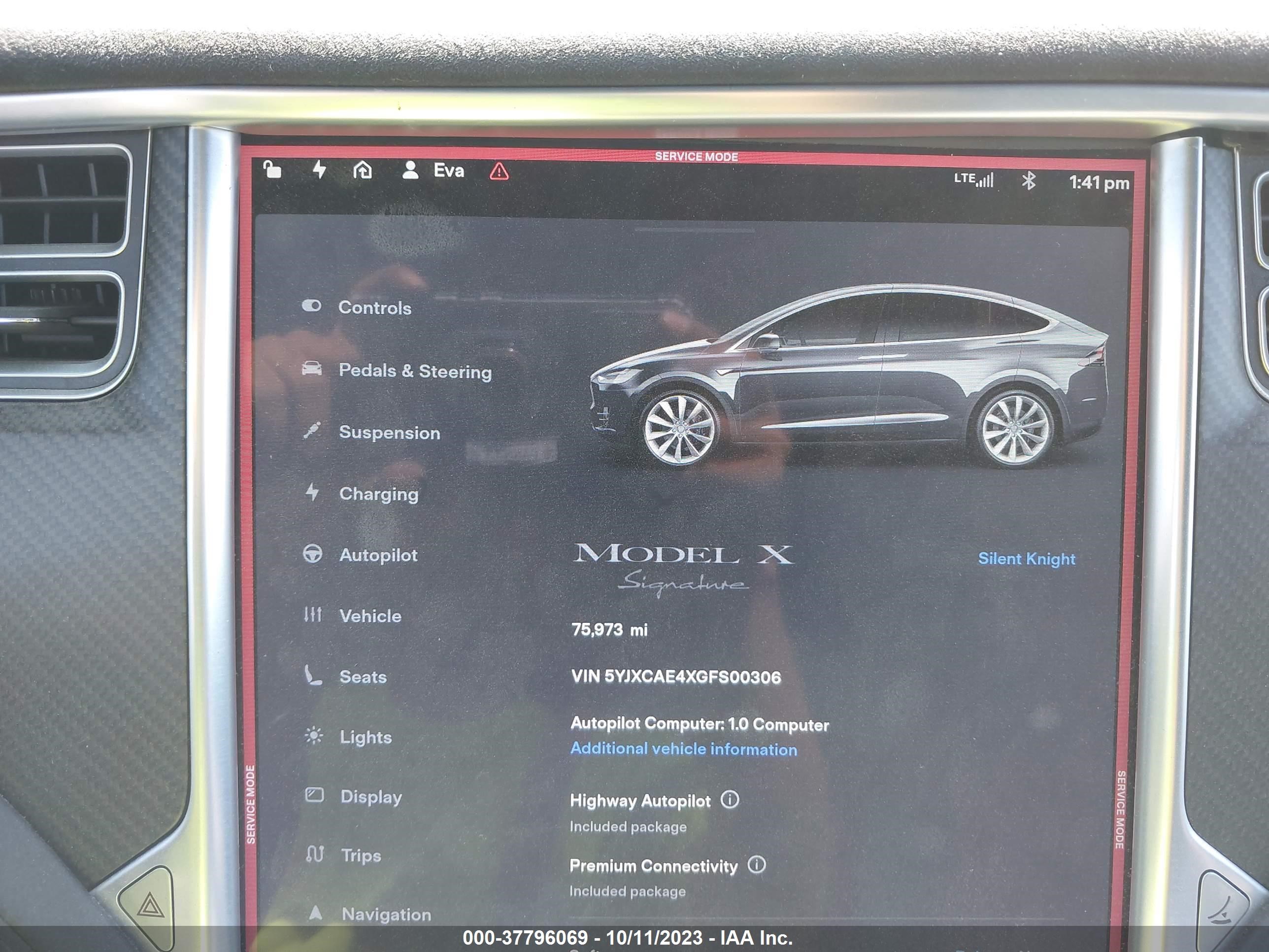 Photo 6 VIN: 5YJXCAE4XGFS00306 - TESLA MODEL X 