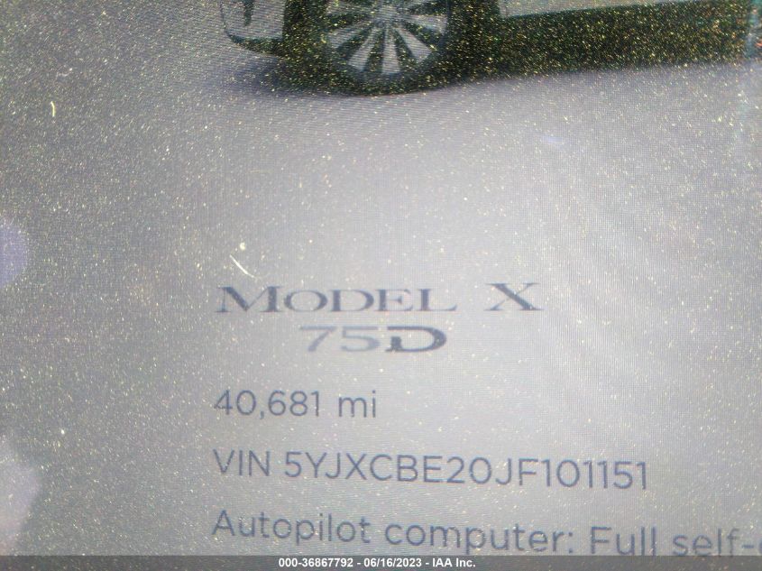 Photo 6 VIN: 5YJXCBE20JF101151 - TESLA MODEL X 