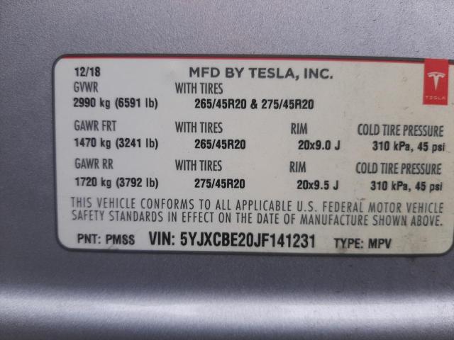 Photo 9 VIN: 5YJXCBE20JF141231 - TESLA MODEL X 