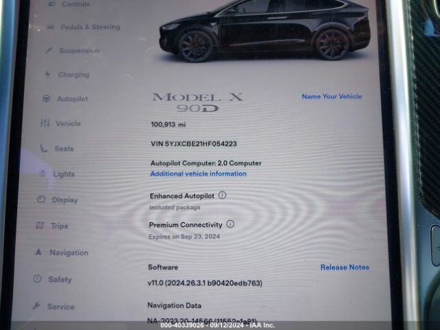 Photo 8 VIN: 5YJXCBE21HF054223 - TESLA MODEL X 