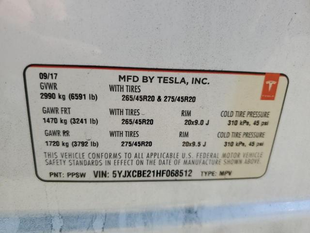 Photo 12 VIN: 5YJXCBE21HF068512 - TESLA MODEL X 