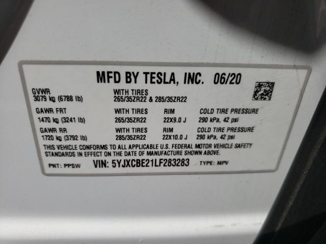 Photo 9 VIN: 5YJXCBE21LF283283 - TESLA MODEL X 