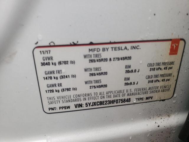 Photo 11 VIN: 5YJXCBE23HF075848 - TESLA MODEL X 