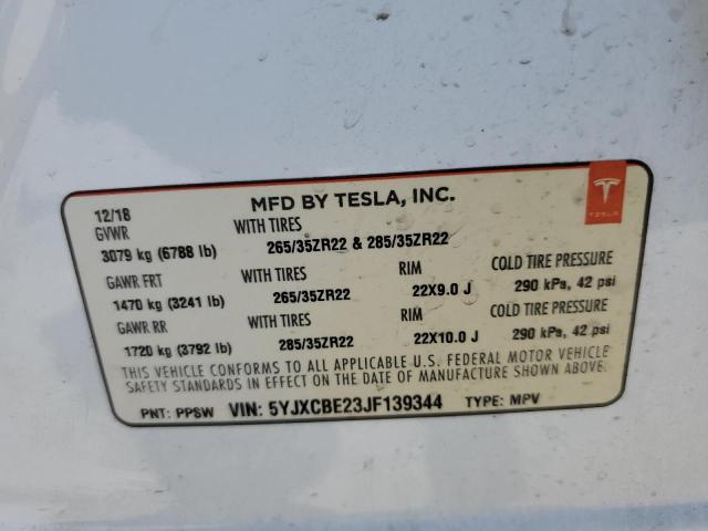 Photo 12 VIN: 5YJXCBE23JF139344 - TESLA MODEL X 