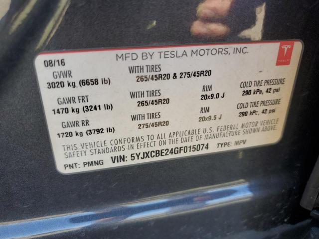 Photo 12 VIN: 5YJXCBE24GF015074 - TESLA MODEL X 