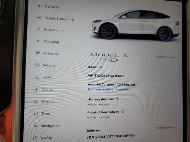 Photo 8 VIN: 5YJXCBE24GF015236 - TESLA MODEL X 