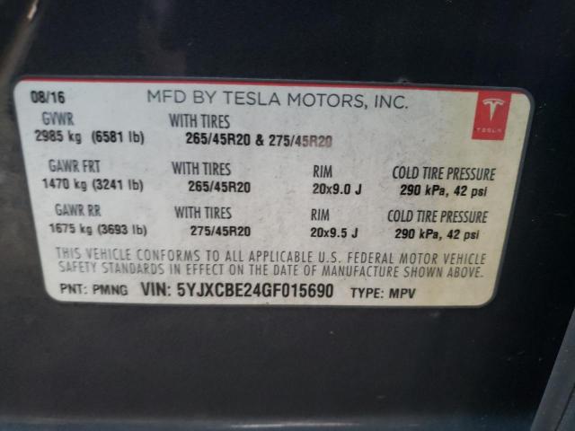 Photo 9 VIN: 5YJXCBE24GF015690 - TESLA MODEL X 