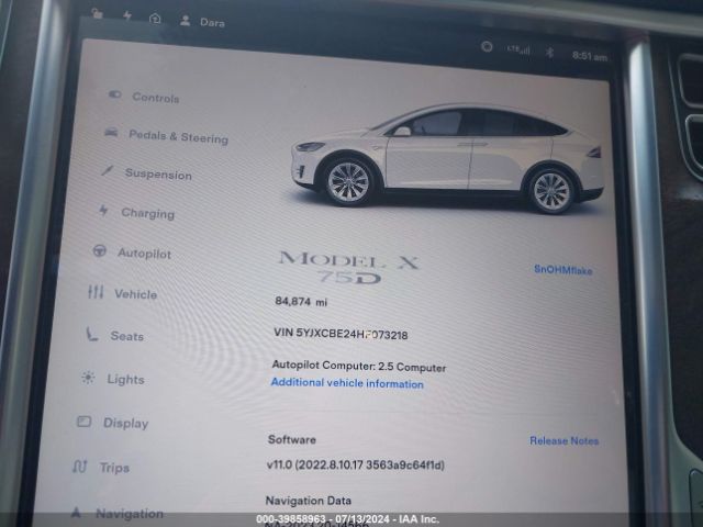 Photo 6 VIN: 5YJXCBE24HF073218 - TESLA MODEL X 