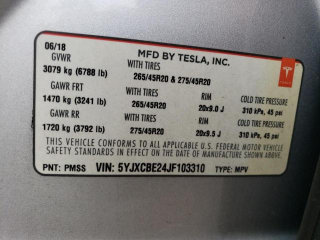 Photo 13 VIN: 5YJXCBE24JF103310 - TESLA MODEL X 