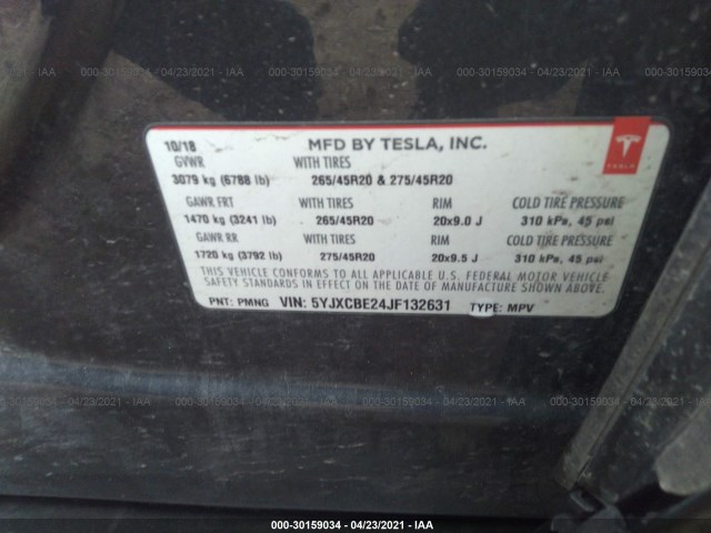 Photo 8 VIN: 5YJXCBE24JF132631 - TESLA MODEL X 