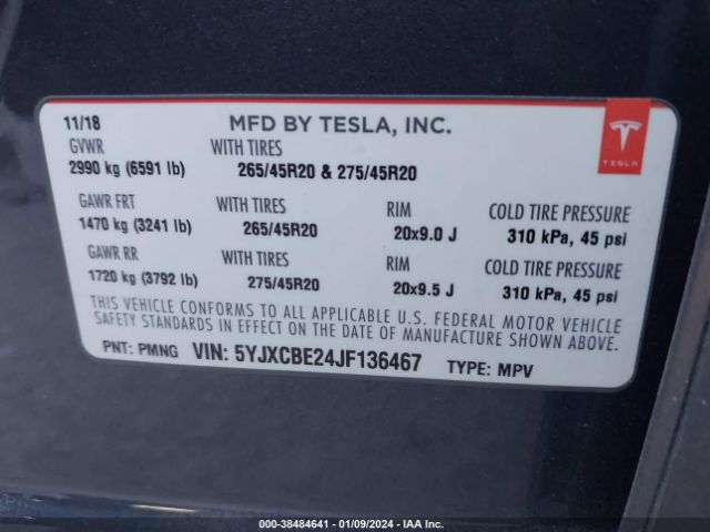 Photo 8 VIN: 5YJXCBE24JF136467 - TESLA MODEL X 