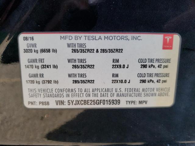 Photo 9 VIN: 5YJXCBE25GF015939 - TESLA MODEL X 