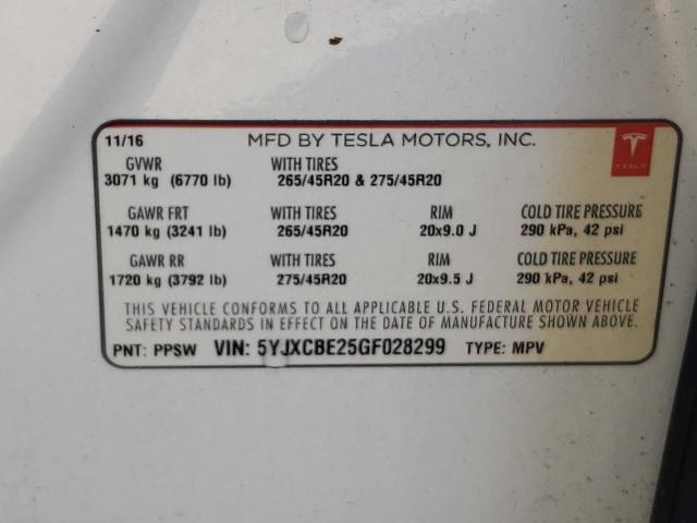 Photo 9 VIN: 5YJXCBE25GF028299 - TESLA MODEL X 