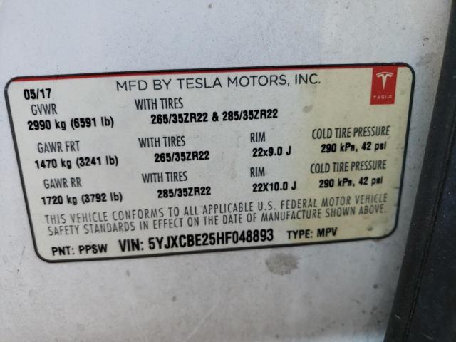 Photo 9 VIN: 5YJXCBE25HF048893 - TESLA MODEL X 