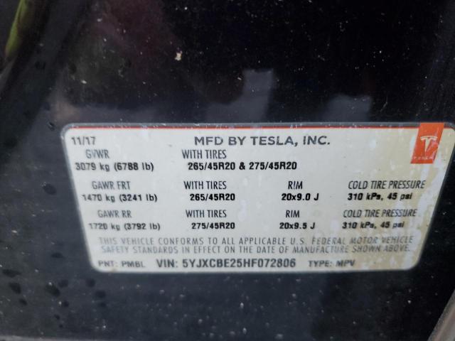 Photo 11 VIN: 5YJXCBE25HF072806 - TESLA MODEL X 