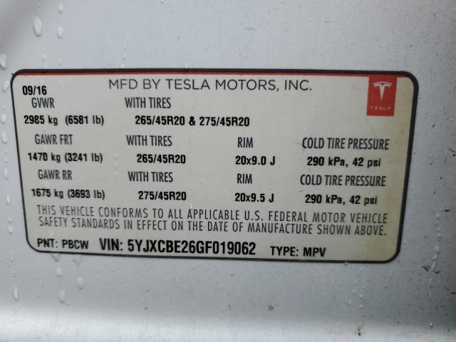 Photo 13 VIN: 5YJXCBE26GF019062 - TESLA MODEL X 