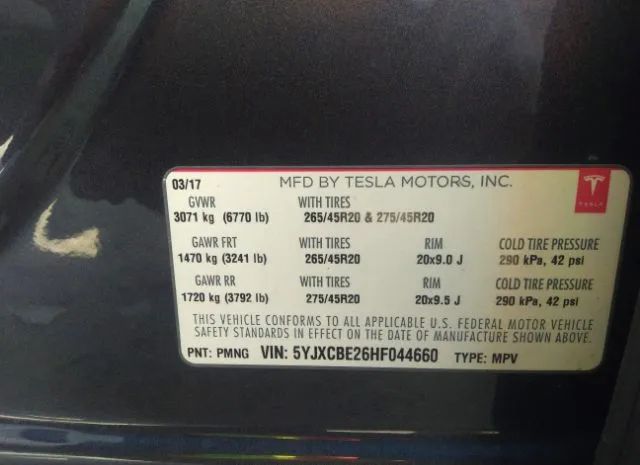 Photo 8 VIN: 5YJXCBE26HF044660 - TESLA MODEL X 