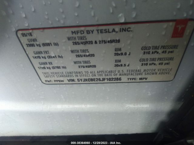 Photo 8 VIN: 5YJXCBE26JF102286 - TESLA MODEL X 