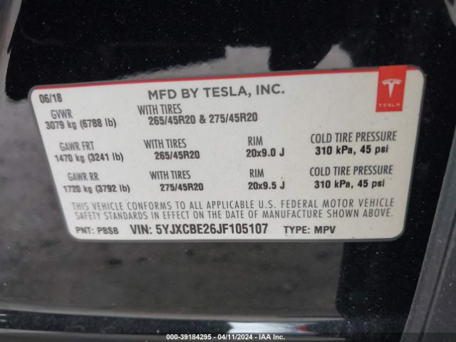 Photo 8 VIN: 5YJXCBE26JF105107 - TESLA MODEL X 