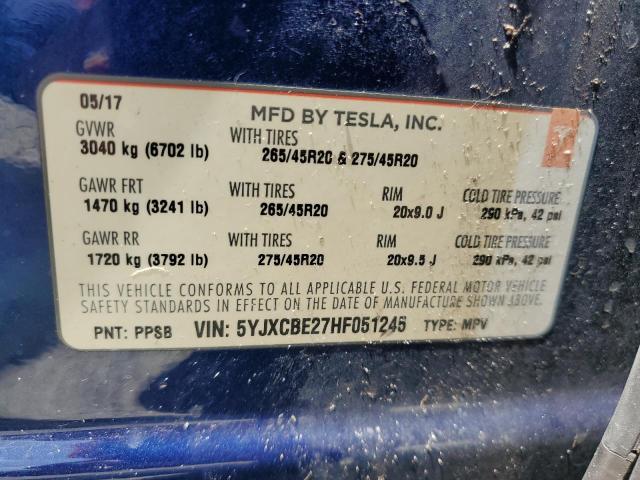 Photo 12 VIN: 5YJXCBE27HF051245 - TESLA MODEL X 