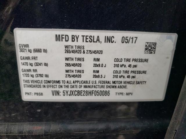 Photo 12 VIN: 5YJXCBE28HF050086 - TESLA MODEL X 