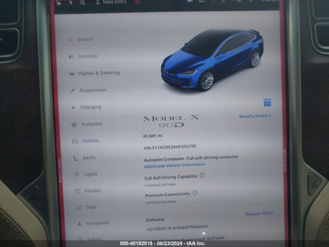 Photo 6 VIN: 5YJXCBE28HF053781 - TESLA MODEL X 