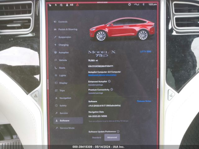 Photo 6 VIN: 5YJXCBE28HF054171 - TESLA MODEL X 