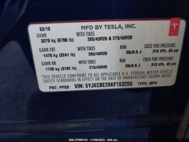 Photo 8 VIN: 5YJXCBE28KF153256 - TESLA MODEL X 