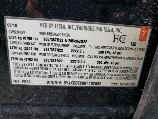 Photo 12 VIN: 5YJXCBE28KF182692 - TESLA MODEL X 