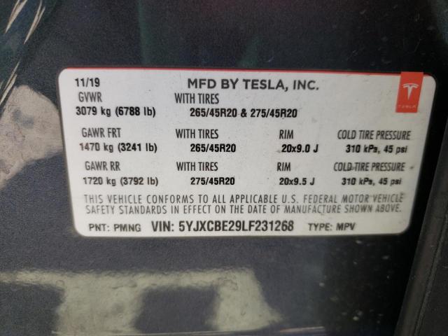 Photo 9 VIN: 5YJXCBE29LF231268 - TESLA MODEL X 