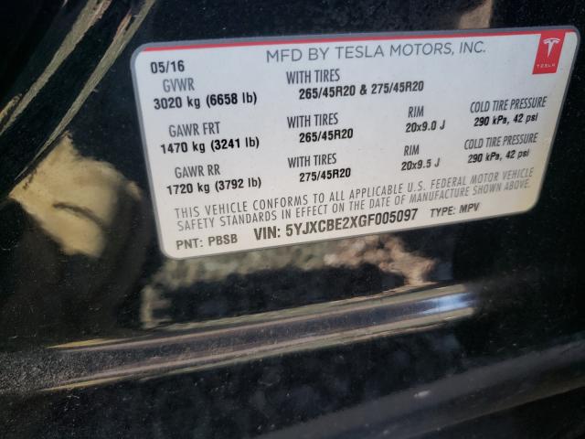 Photo 9 VIN: 5YJXCBE2XGF005097 - TESLA MODEL X 