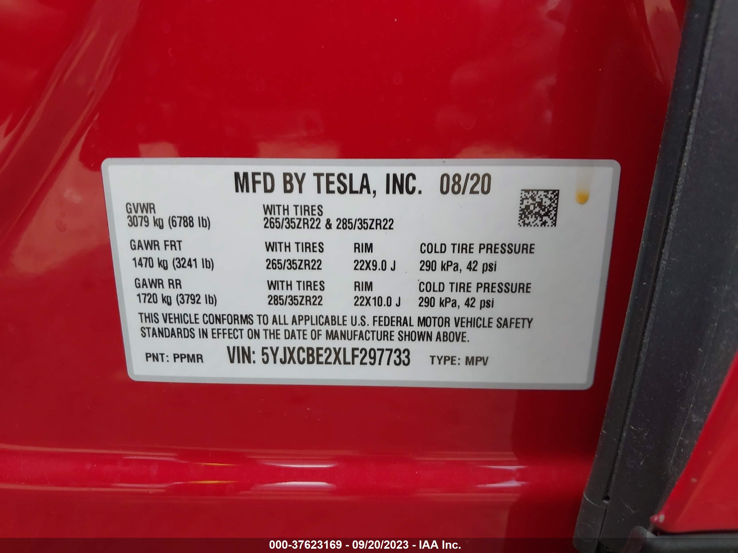 Photo 8 VIN: 5YJXCBE2XLF297733 - TESLA MODEL X 