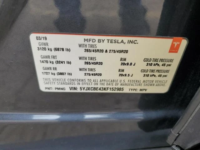 Photo 11 VIN: 5YJXCBE43KF152985 - TESLA MODEL X 