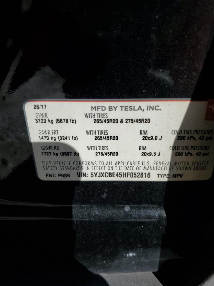 Photo 11 VIN: 5YJXCBE45HF052816 - TESLA MODEL X 