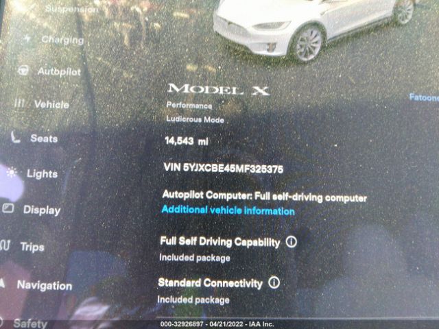 Photo 6 VIN: 5YJXCBE45MF325375 - TESLA MODEL X 