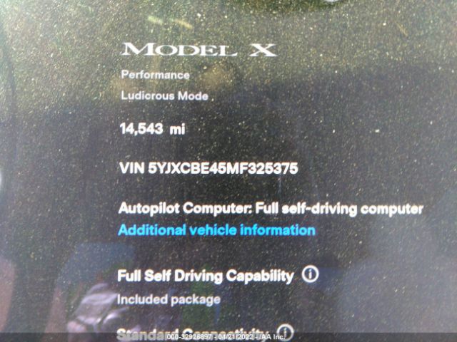 Photo 8 VIN: 5YJXCBE45MF325375 - TESLA MODEL X 