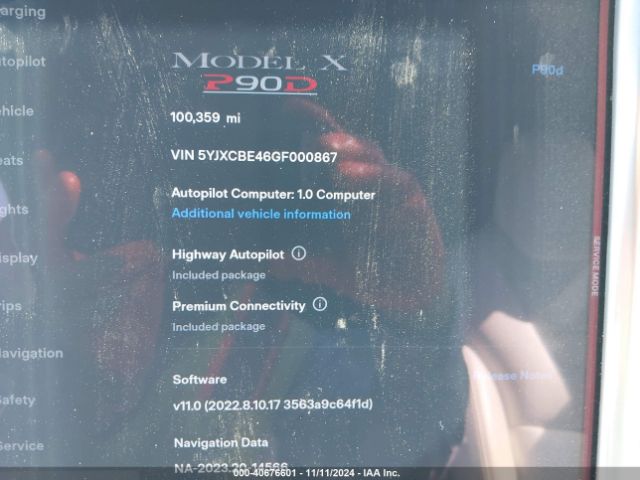 Photo 6 VIN: 5YJXCBE46GF000867 - TESLA MODEL X 