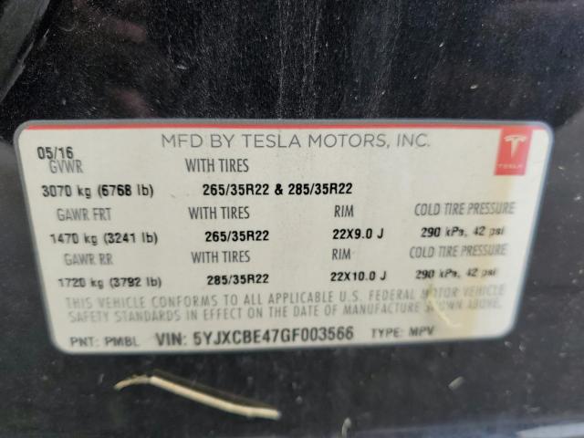 Photo 12 VIN: 5YJXCBE47GF003566 - TESLA MODEL X 