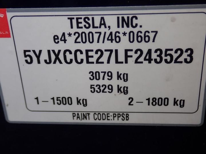 Photo 9 VIN: 5YJXCCE27LF243523 - TESLA MODEL X 