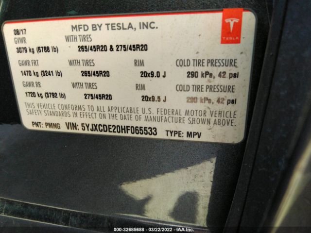 Photo 8 VIN: 5YJXCDE20HF065533 - TESLA MODEL X 