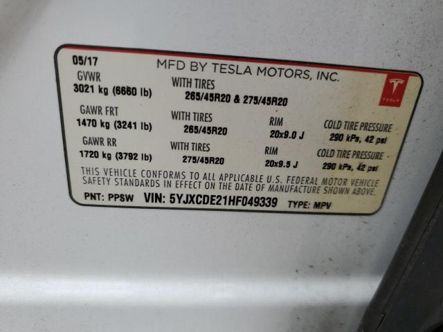 Photo 12 VIN: 5YJXCDE21HF049339 - TESLA MODEL X 