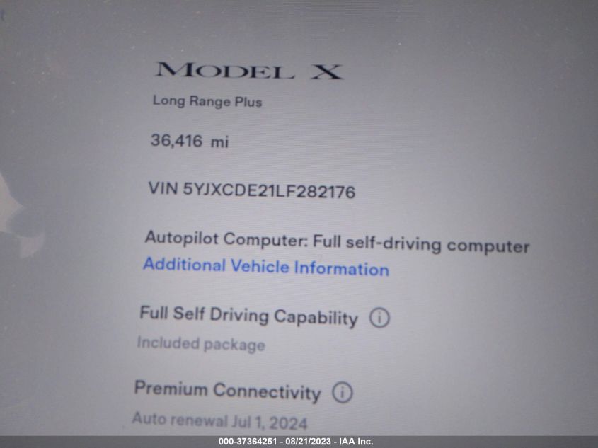 Photo 14 VIN: 5YJXCDE21LF282176 - TESLA MODEL X 